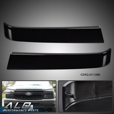 Solid Spare Fit For 2003-2007 Chevrolet Silverado Grille Molding Panel Filler Trim Black Set
