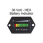 36 Volt Golf Cart Club Car EZGO Yamaha Battery Status Meter Indicator 36V - HEX