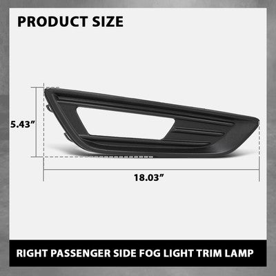 Solid Spare Front Bumper Fog Light Bezel Lamp Trim Right Side Fit For 2015-2018 Ford Focus