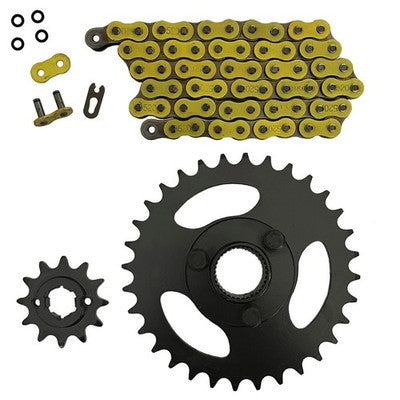 Solid Spare Yellow 520x60 O-Ring Chain & 12/32 Sprockets for Polaris RZR 170 fits 2009-2016