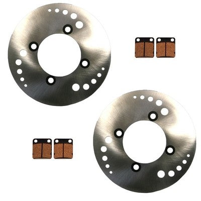 Solid Spare 2 Front Disc Brake Rotors & Brake Pads for Kawasaki Prairie 360 fits 2003-2013
