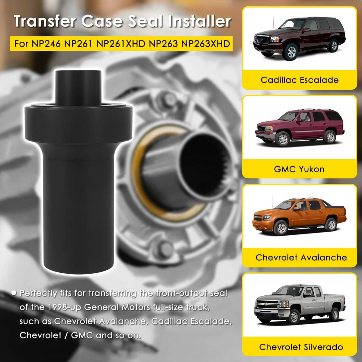 Solid Spare Adapt-A-Case Front Output Seal Driver Install Tool For GM NP246/261/263 TM109RAC