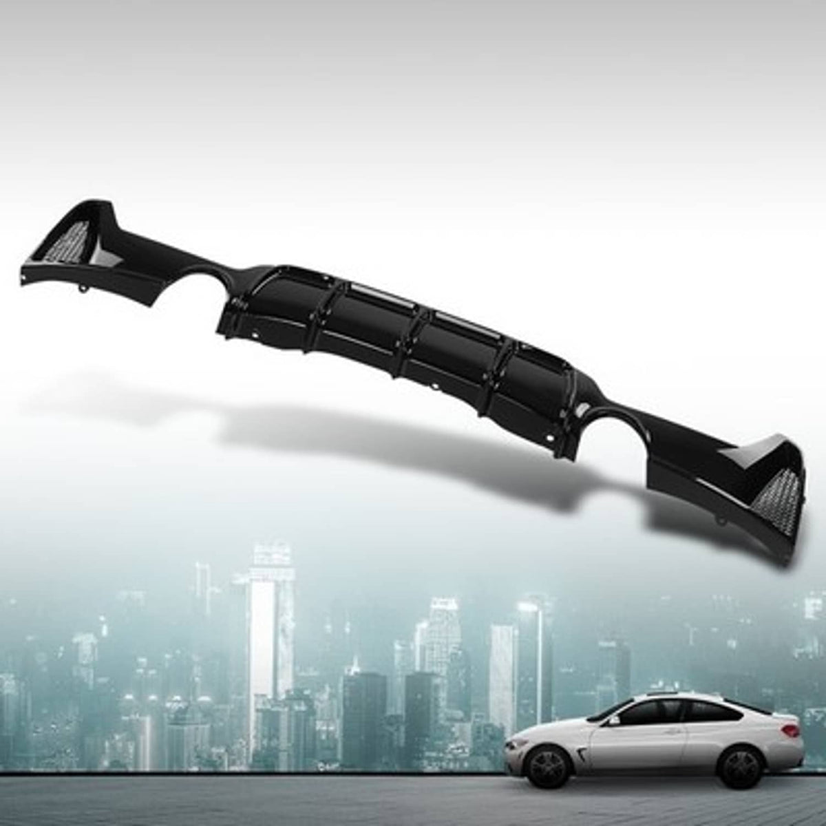 Solid Spare Rear Bumper Diffuser Gloss Black Fit For 14-20 BMW F32 F33 F36 4 Series M Sport