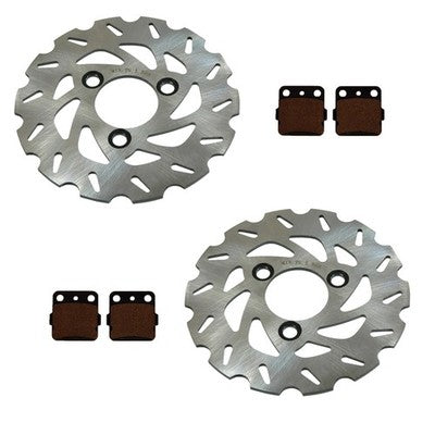 Solid Spare 2 Front Wave Pattern Brake Rotors & Semi-Metallic Brake Pads for Kawasaki KFX400
