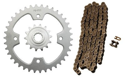 Solid Spare Natural 520x94 O-Ring Drive Chain & 14/38 Sprockets for Kawasaki KFX450R 2008-14