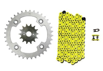Solid Spare Yellow 520x96 O-Ring Drive Chain & 14/36 Sprockets for Suzuki LT-R450 Quadracer