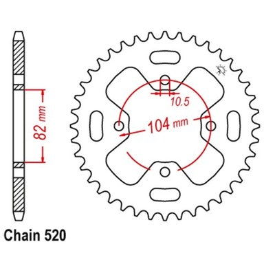 Solid Spare JT Sprockets 40 Tooth Rear Steel Sprocket for Honda ATC350X fits 1985 Models