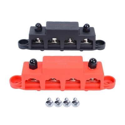 Red & Black 5/16" 4 Stud Power Distribution Busbar Bus Bar With Cover Fast Ship