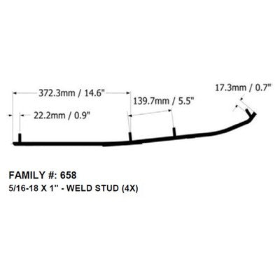Solid Spare Bottom Line 4" Carbides for Yamaha fits many 1976-1997 Long Track Models
