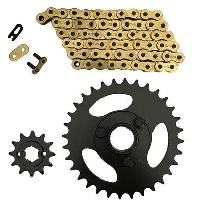 Solid Spare Gold 520x60 Drive Chain & 12/32 Sprockets for Polaris RZR 170 fits 2009-2016