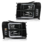 Solid Spare Fit For 2007-2014 GMC Sierra 1500 2500 3500 Clear/Black LED Tube DRL Headlights