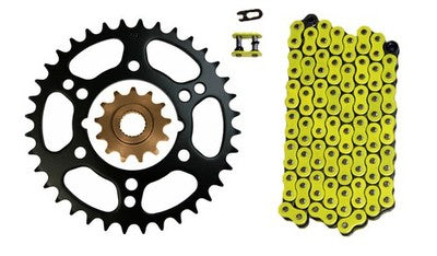 Solid Spare Yellow 520x76 Drive Chain, 13/36 Sprockets for Polaris Scrambler 500 4x4 1998-12