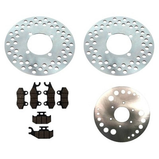 Solid Spare Front & Rear Brake Rotors & Semi-Metallic Brake Pads for Yamaha Rhino 450 & 660