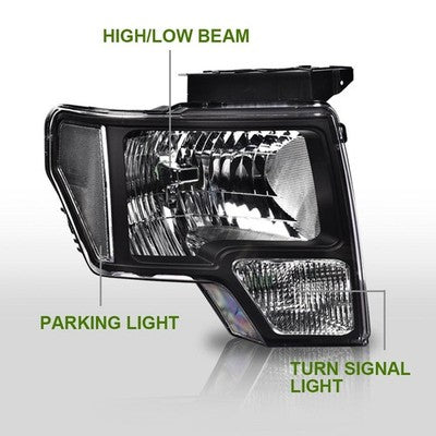 Solid Spare Tail Light Brake Lamps+Clear Corner Headlights Fit For 2009-14 Ford F-150 Pickup