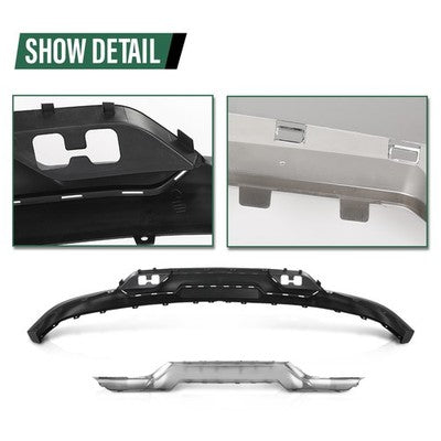 Solid Spare Front Bumper Valance + Chrome Skid Plate Fit For 16-19 Silverado 1500 With Z71