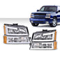 Solid Spare Fit For 03-06 Chevy Silverado LED DRL Headlights/Lamps + Signal Bumper Lamps