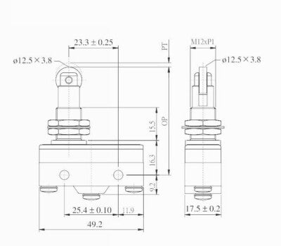 Micro Switch For Honeywell Moujen 15A 250V - BZ-2RQ18-A2, BZ-2RQ784, MJ2-1308