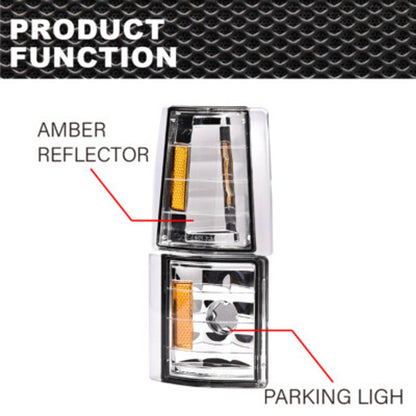 Solid Spare Clear Turn Signal Corner Lights Fit For 1994-1999 Chevrolet C/K Tahoe Suburban