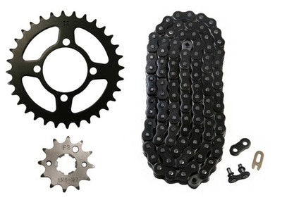 Solid Spare Black 520x74 O-Ring Drive Chain, 12/32 Sprockets for Yamaha Breeze 125 1989-2004