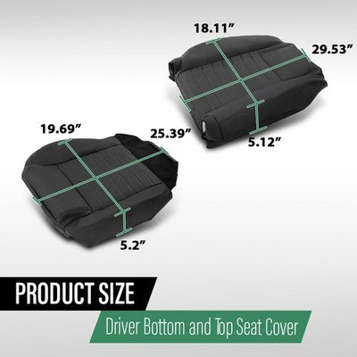 Solid Spare Fit For 2005-2009 Ford Mustang GT Deluxe Driver Bottom-Top Perforated Seat Cover
