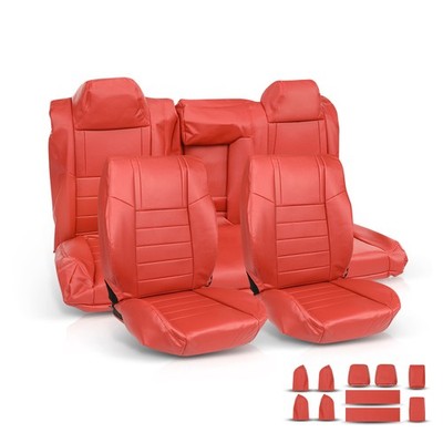 Solid Spare Fit For 2011-2014 Dodge Challenger SE SXT RT Full Set RED Seat Covers Replace