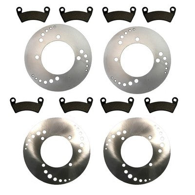 Solid Spare Front & Rear Brake Rotors & Pads fits Polaris Ranger 900 Crew 2014-2019 Models
