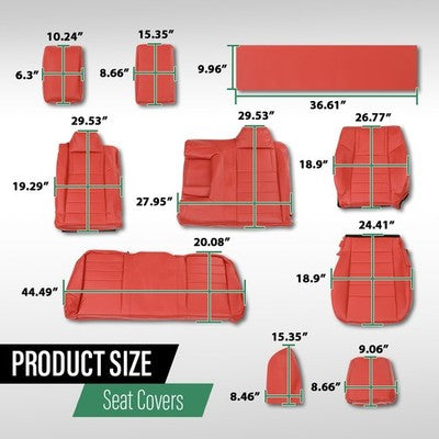 Solid Spare Fit For 2011-2014 Dodge Challenger SE SXT RT Full Set RED Seat Covers Replace