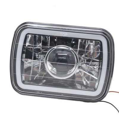 Pair For 1979-1993 Mazda B2200 B2600 RX-7 5X7" 7X6" H4 Blue LED Halo Headlights
