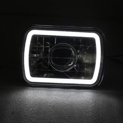 Pair For 1979-1993 Mazda B2200 B2600 RX-7 5X7" 7X6" H4 Blue LED Halo Headlights
