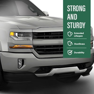 Solid Spare Front Bumper Valance + Chrome Skid Plate Fit For 16-19 Silverado 1500 With Z71