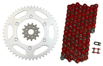 Solid Spare Red 520x114 Drive Chain & 13/48 Sprockets for Kawasaki KX250 1999 2000 2001
