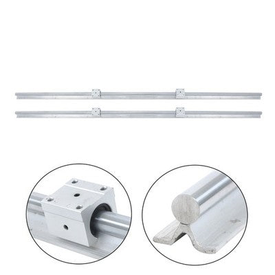 Solid Spare 2Pcs SBR20-1500mm Linear Shaft Rail W/ 4Pcs SBR20UU Square Type Bearings Block