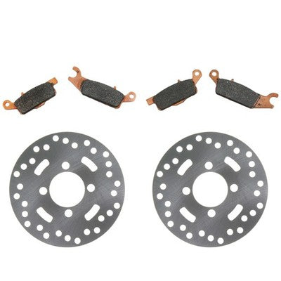 Solid Spare 2 Front Disc Brake Rotors & Semi-Metallic Brake Pads for Yamaha Raptor 250
