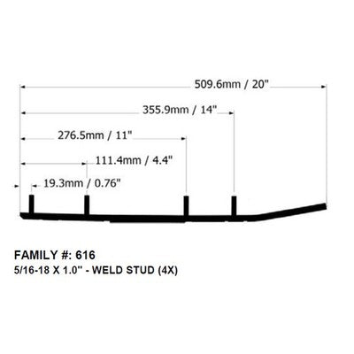 Solid Spare Bottom Line 4" Carbides for Yamaha many 1992-1997 VMAX & 1997 Mountain Max 800