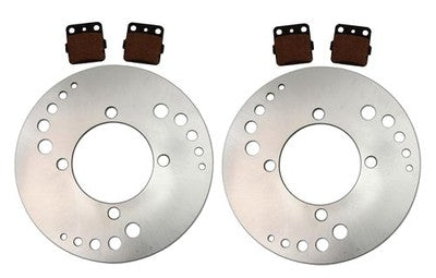 Solid Spare 2 Front Disc Brake Rotors & Semi-Metallic Pads for Honda Rancher 420 2007-2013
