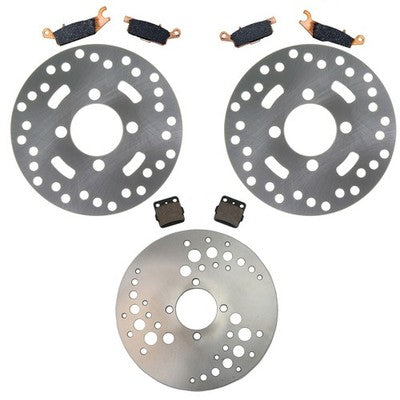 Solid Spare Front & Rear Brake Rotors & Brake Pads for Yamaha Raptor 250 2008-2013 YFM250R