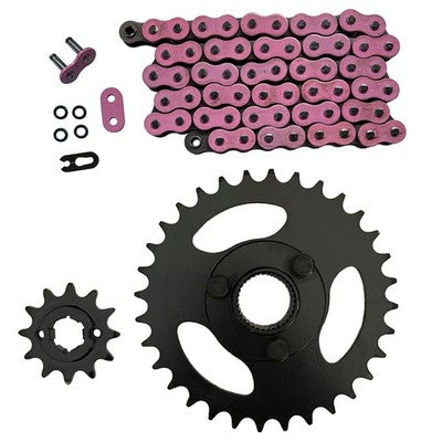 Solid Spare Pink 520x60 O-Ring Chain & 12/32 Sprockets for Polaris RZR 170 fits 2009-2016