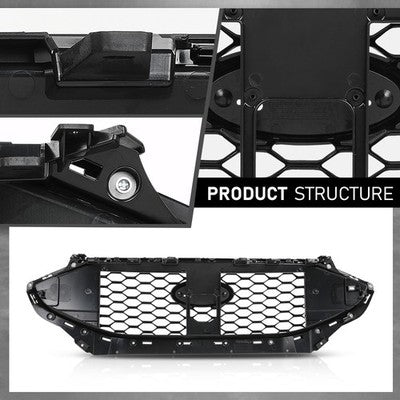 Solid Spare Fit For 2019-2022 Ford Edge ST Front Bumper Upper Grille Grill Assembly Black