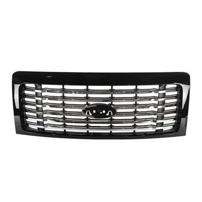 For 2009-2014 Ford F150 F-150 Painted Black Chrome Frame Trim Front Bumper Grill