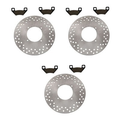 Solid Spare Front & Rear Brake Rotors & Brake Pads for Arctic Cat 1000 MudPro 4x4 2010-2017