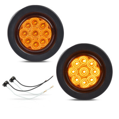 Solid Spare 2x Amber 2" Inch Round 9 LED Side Marker Clearance Lights Truck Trailer Lamp 12V