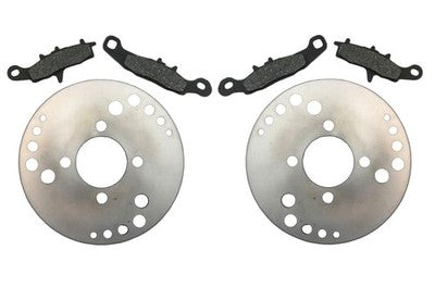 Solid Spare Both Front Disc Brake Rotors & Semi-Metallic Pads for Kawasaki KFX450R 2008-2014