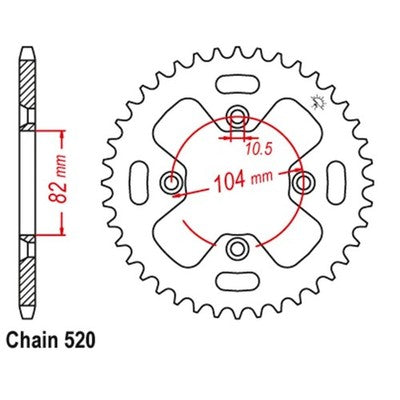 Solid Spare JT Sprockets 40 Tooth Rear Steel Sprocket for Honda ATC350X fits 1986 Models