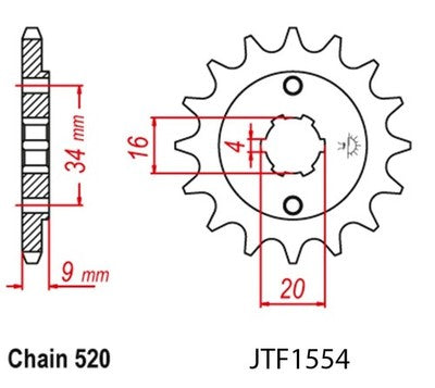JT Sprockets 13 Tooth Front Steel Sprocket 13T for Yamaha TT-R230 fits 2005-2026