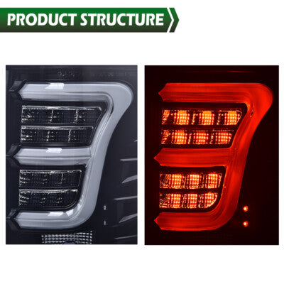 Solid Spare Black Housing Smoked Lens LED Brake Tail Lights Fit For 2009-2014 Ford F150