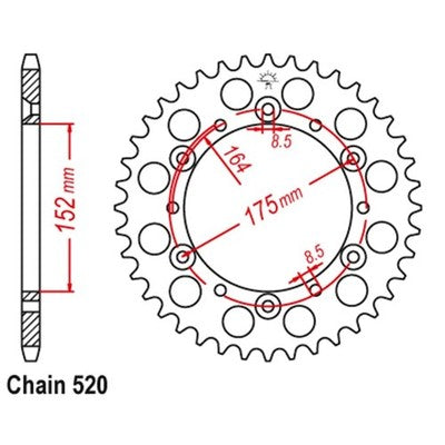 Solid Spare JT Sprockets 41 Tooth Rear Steel Sprocket for Yamaha Banshee 350 fits 1989-2006