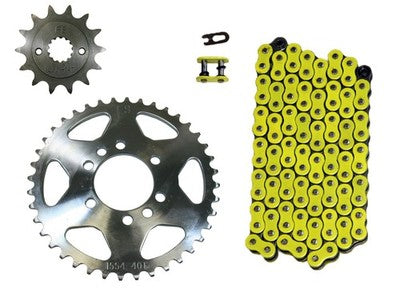 Solid Spare Yellow 520x98 O-Ring Chain & 14/41 Sprockets for Suzuki QuadSport Z400 2003-2008