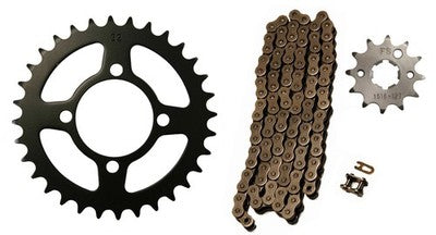 Solid Spare Natural 520x74 O-Ring Chain & 12/32 Sprockets for Yamaha Grizzly 125 2004-2013