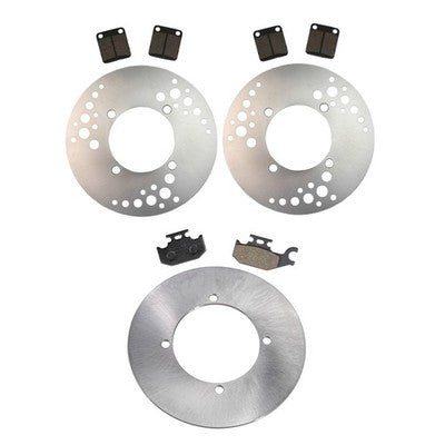 Solid Spare Front & Rear Brake Rotors & Semi-Metallic Pads for Yamaha Kodiak 400 2005-2006