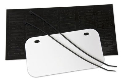 Solid Spare ATV - Wisconsin LEGAL License Plate Kit - White with black decal kit